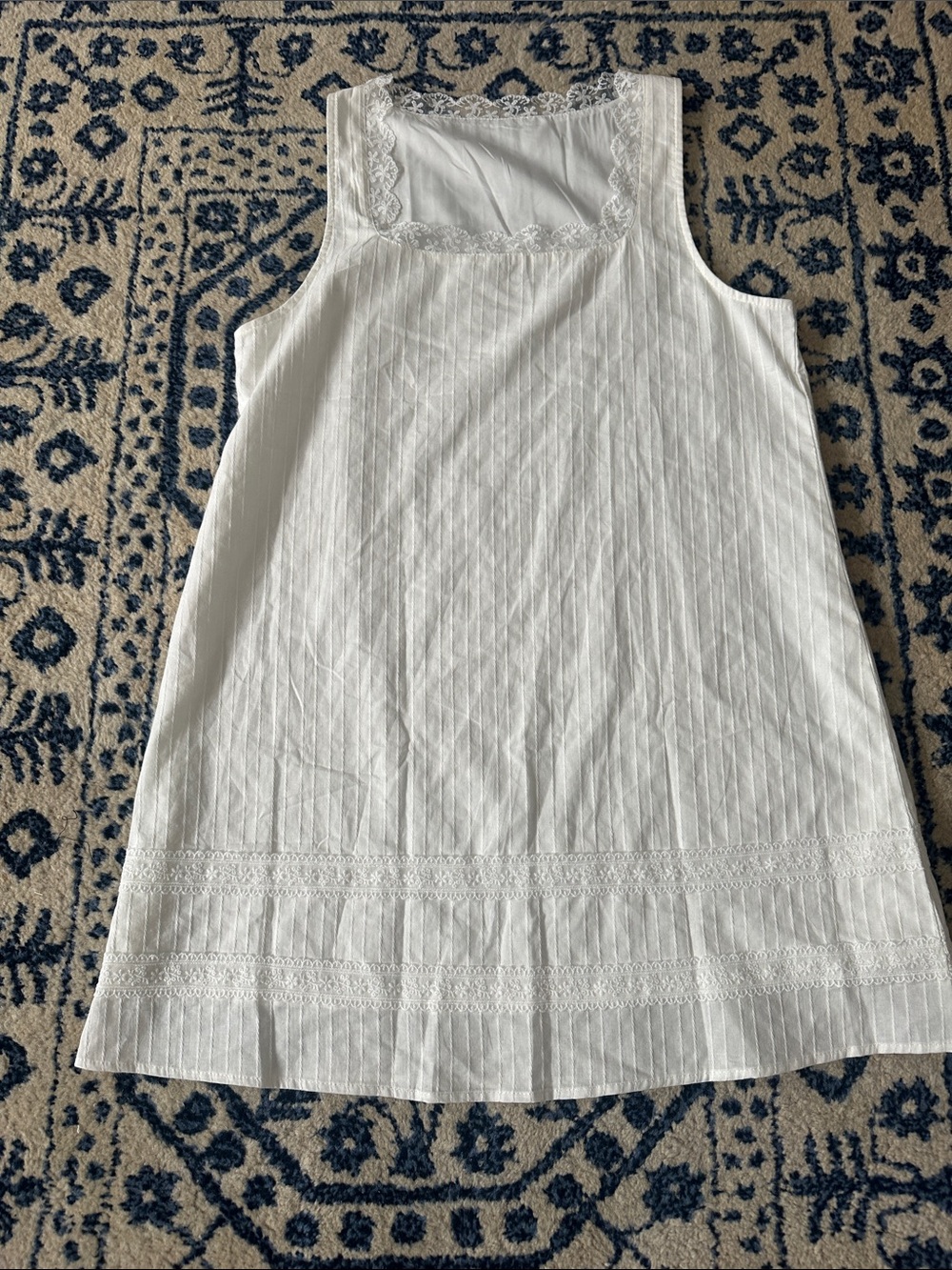 White Lace-Trim Sleeveless Dress
